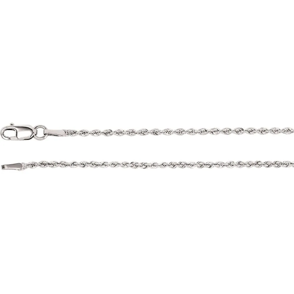 14k White Gold 1.5mm Rope 18" Chain
