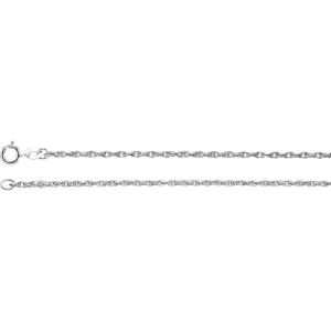 14k White Gold 1.5mm Rope 20" Chain