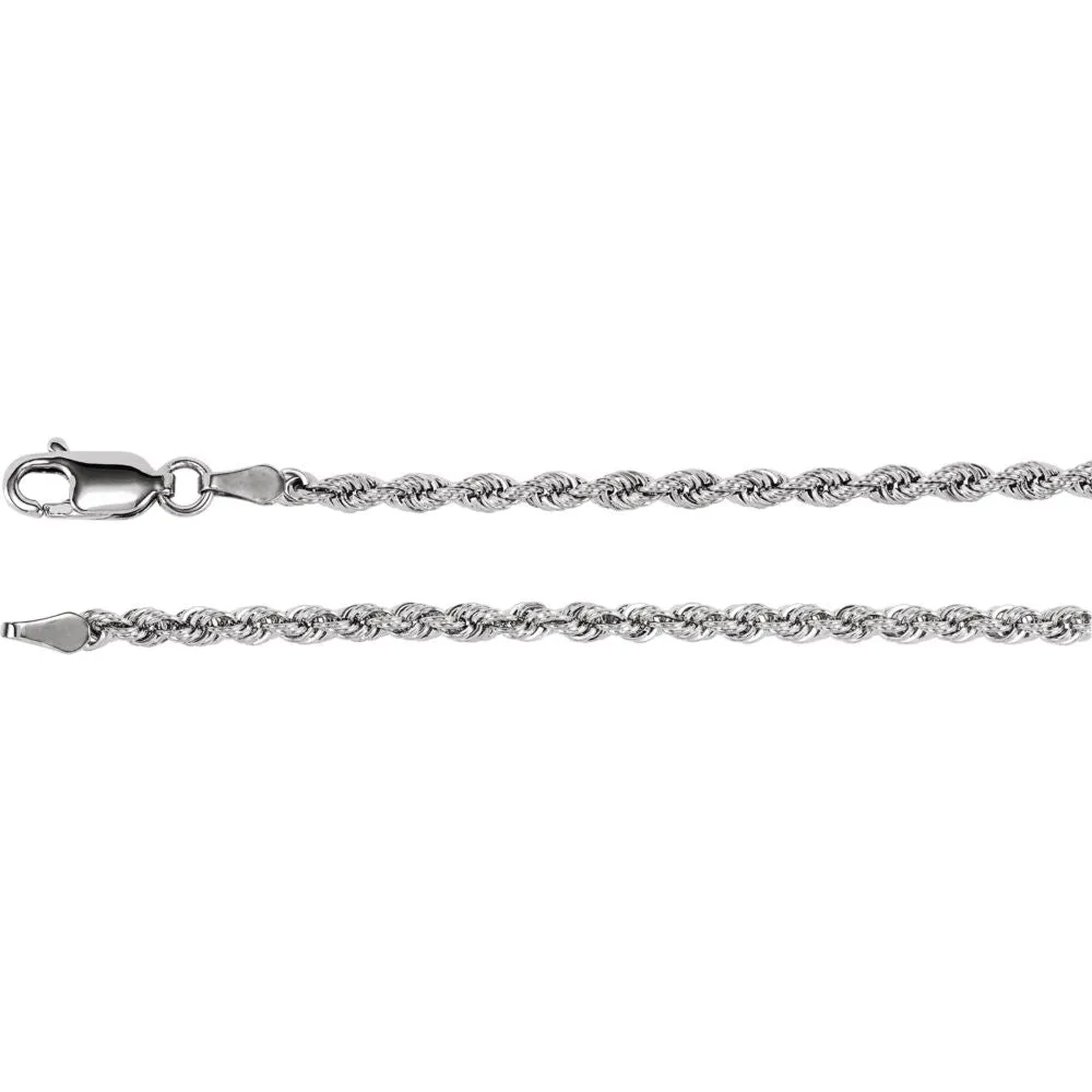 14k White Gold 2.5mm Rope 20" Chain