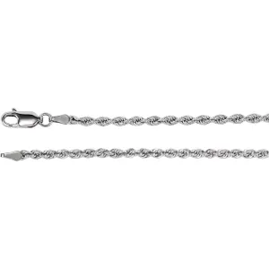 14k White Gold 2.5mm Rope 20" Chain