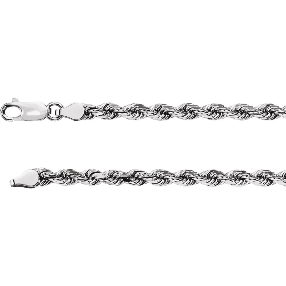 14k White Gold 3.9mm Diamond Cut Rope 16" Chain