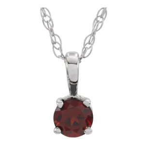 14k White Gold Mozambique Garnet 14" Necklace