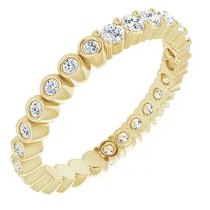14K Yellow 1/2 CTW Natural Diamond Reversible Eternity Band Size 4.5