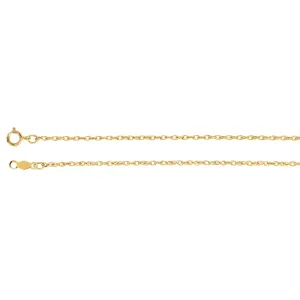 14k Yellow Gold 1.25mm Rope 24" Chain