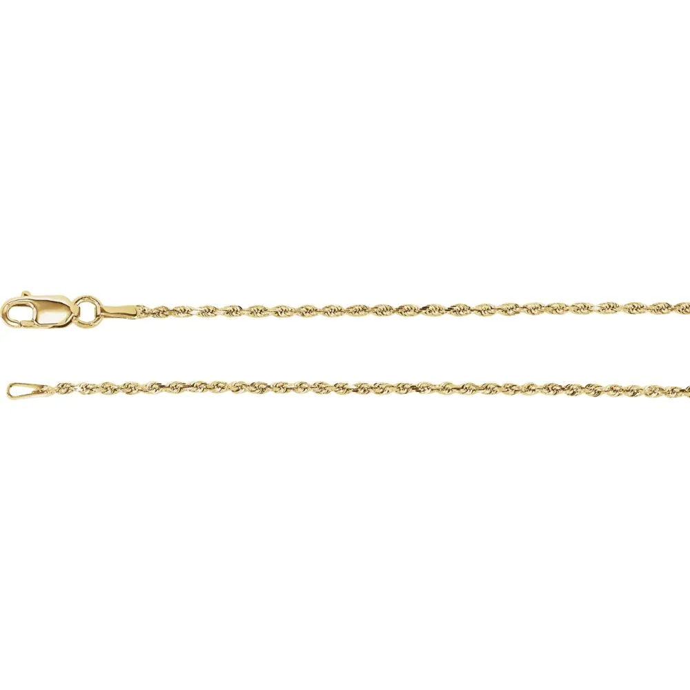 14k Yellow Gold 1.3mm Diamond Cut Rope 24" Chain