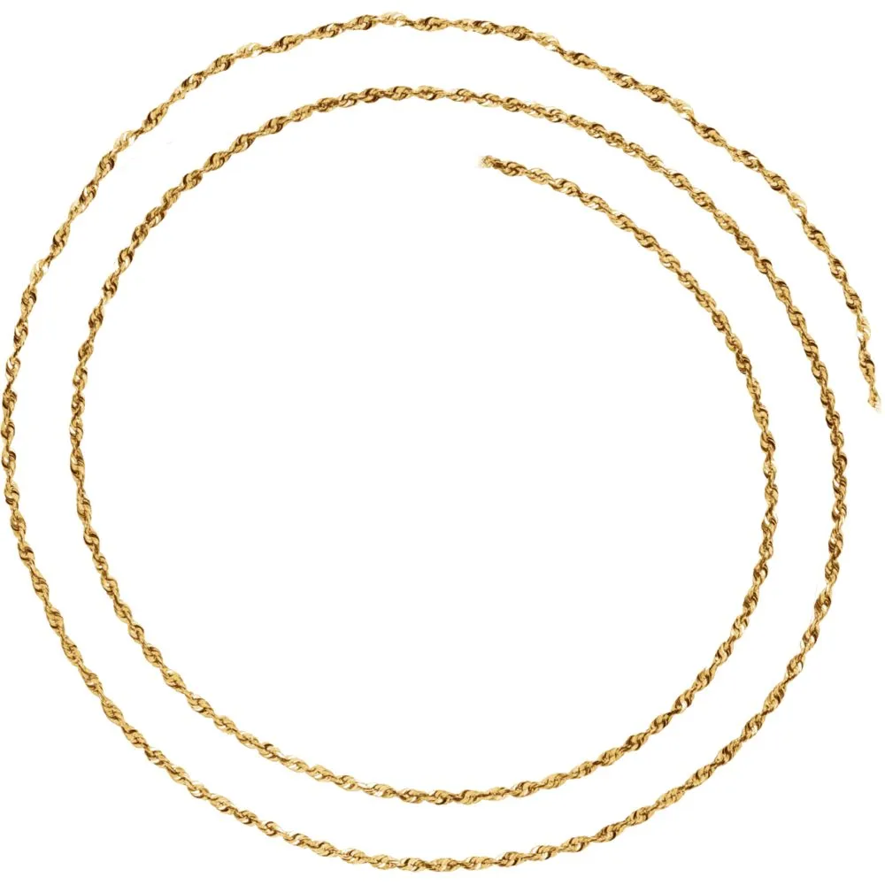 14k Yellow Gold 1.3mm Diamond Cut Rope 24" Chain