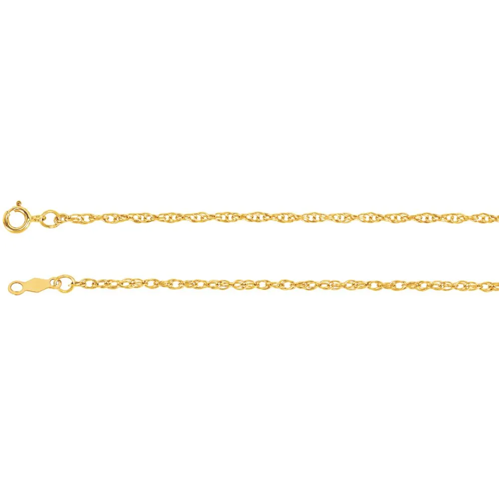14k Yellow Gold 1.5mm Rope 20" Chain