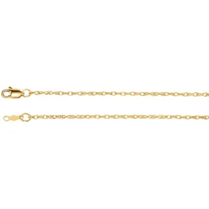 14k Yellow Gold 1.5mm Rope 24" Chain