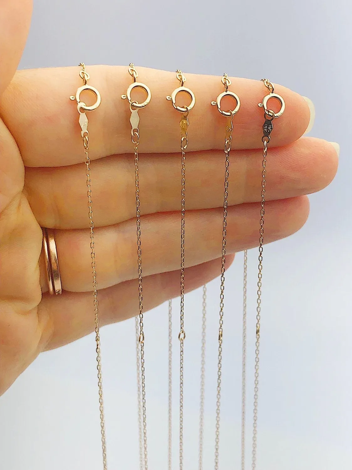 14k Yellow Gold, 16"-18" Forzantina Chain Necklace, 14k Solid Gold, (790)