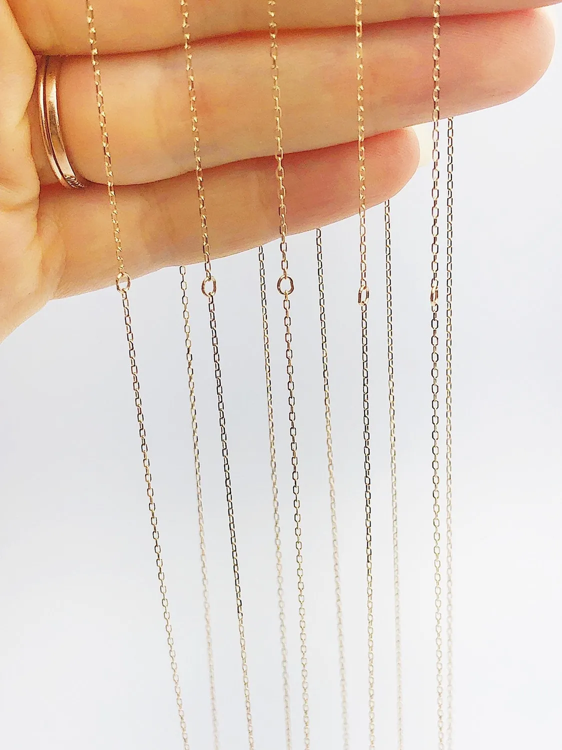 14k Yellow Gold, 16"-18" Forzantina Chain Necklace, 14k Solid Gold, (790)