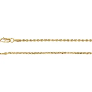 14k Yellow Gold 1.85mm Rope Chain 18" Chain