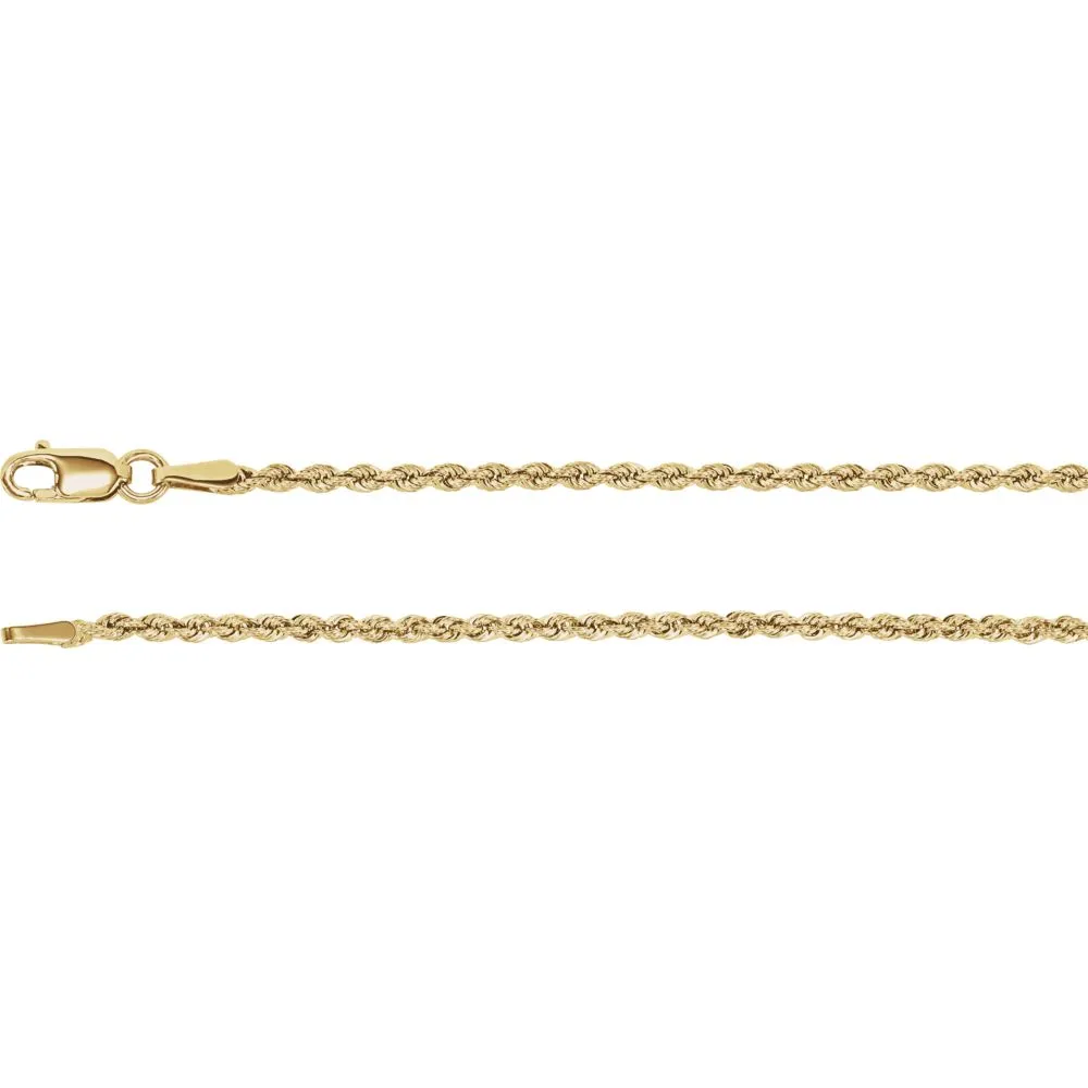 14k Yellow Gold 1.85mm Rope Chain 18" Chain