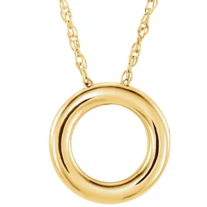 14k Yellow Gold 18x13mm Circle Chain Slide 18" Necklace