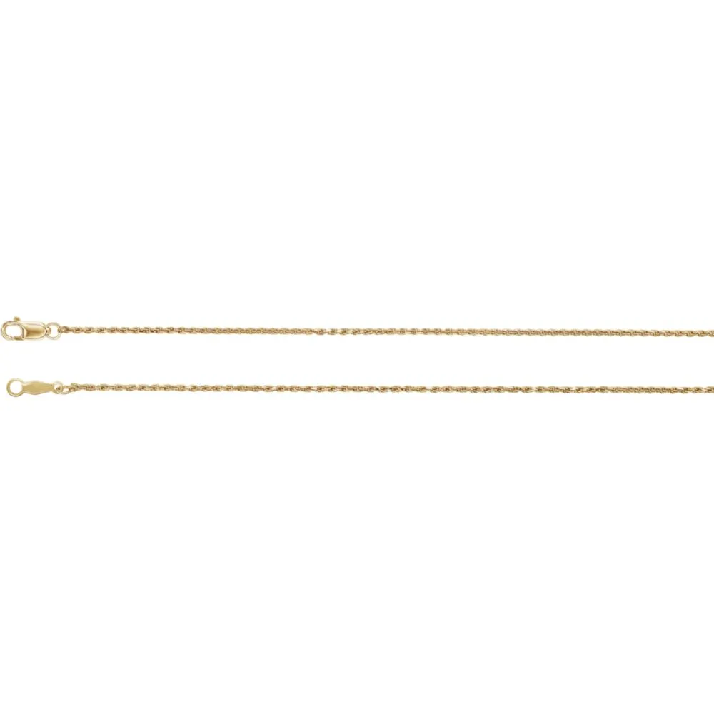 14k Yellow Gold 1mm Diamond-Cut Rope 16" Chain