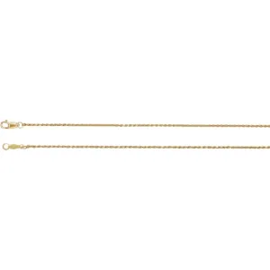 14k Yellow Gold 1mm Diamond-Cut Rope 16" Chain