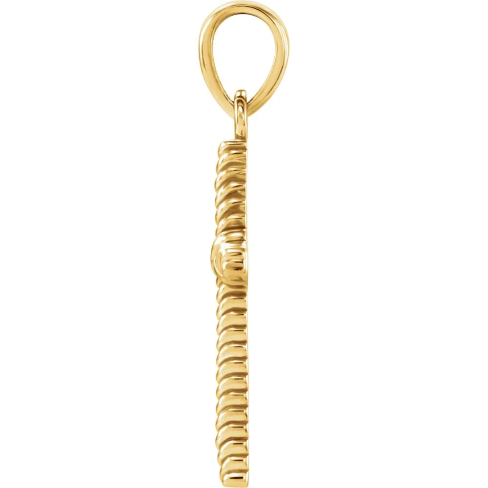 14k Yellow Gold 23.8x11.35mm Rope Design Cross Pendant