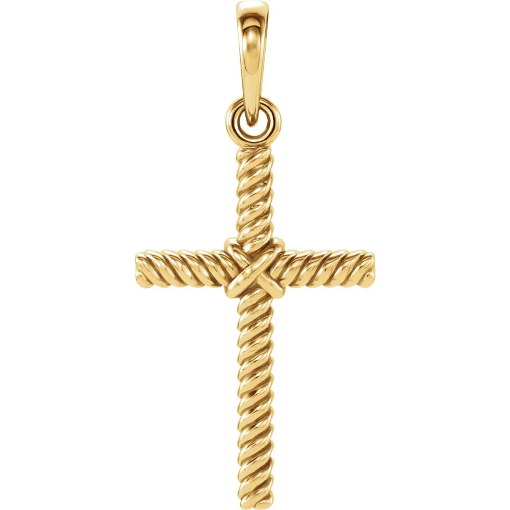 14k Yellow Gold 23.8x11.35mm Rope Design Cross Pendant