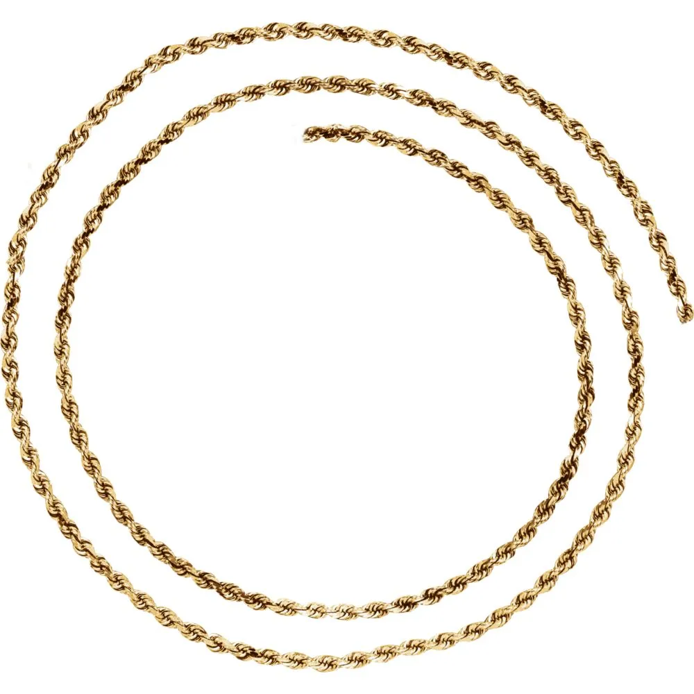 14k Yellow Gold 2.5mm Diamond Cut Rope 18" Chain