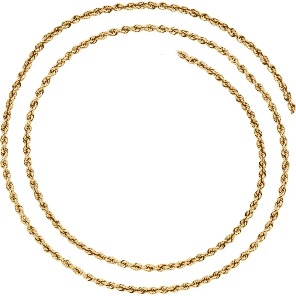 14k Yellow Gold 2.5mm Rope 24" Chain