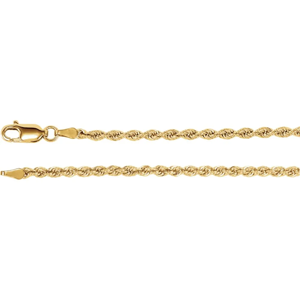 14k Yellow Gold 2.5mm Rope 24" Chain