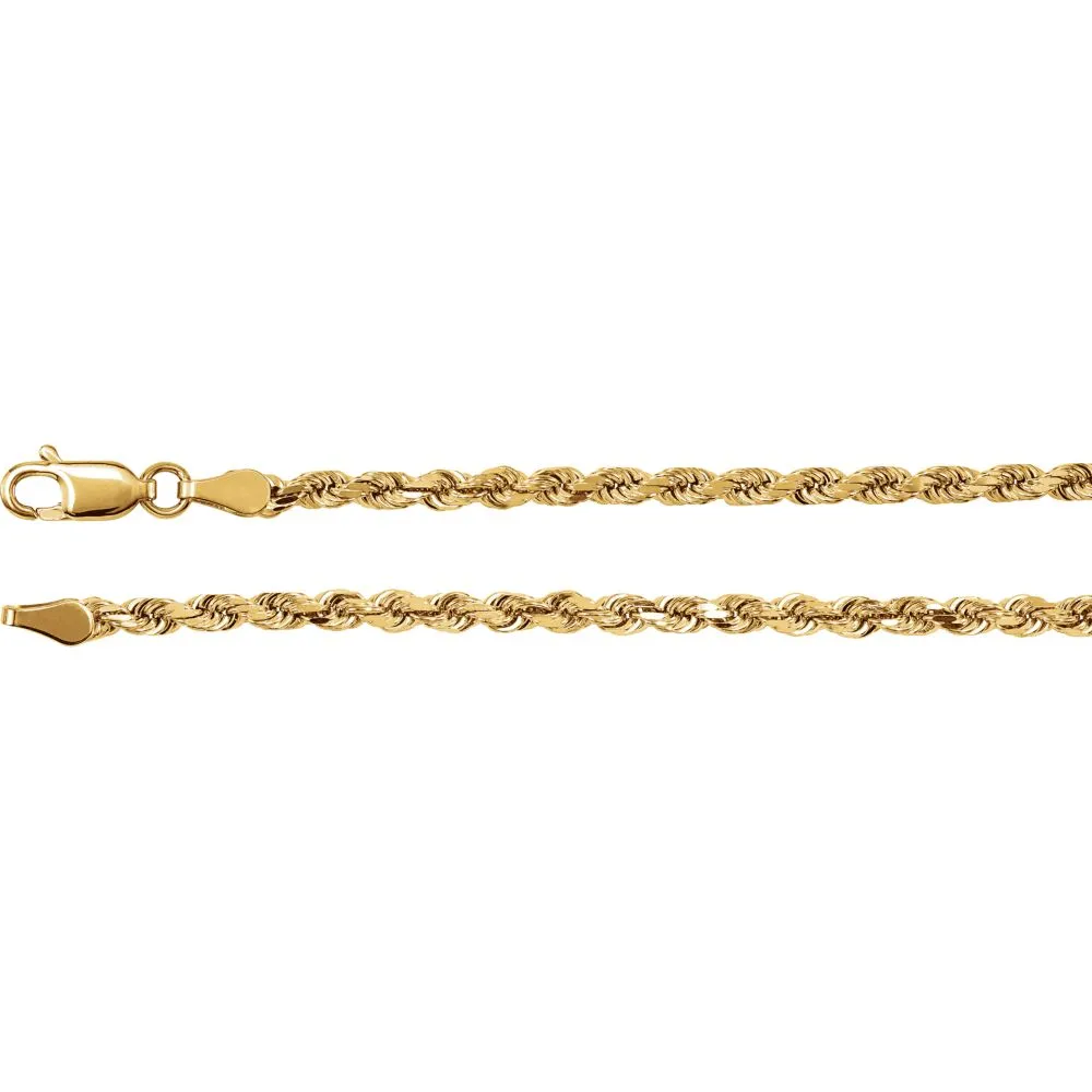 14k Yellow Gold 2.8mm Diamond Cut Rope 18" Chain