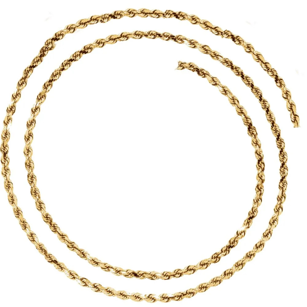 14k Yellow Gold 2.8mm Diamond Cut Rope 18" Chain