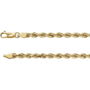 14k Yellow Gold 3.9mm Diamond Cut Rope 24" Chain