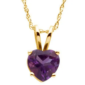14k Yellow Gold Amethyst Heart 18" Necklace