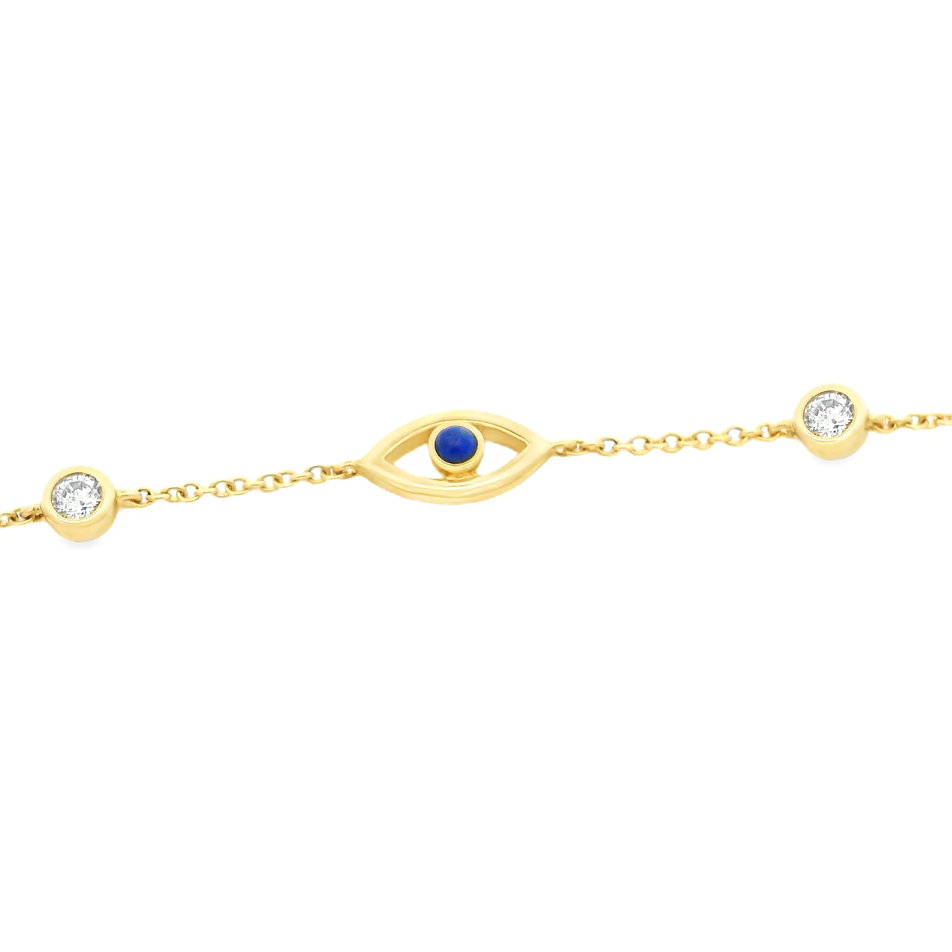 14k Yellow Gold Diamond & Sapphire Evil Eye Bracelet