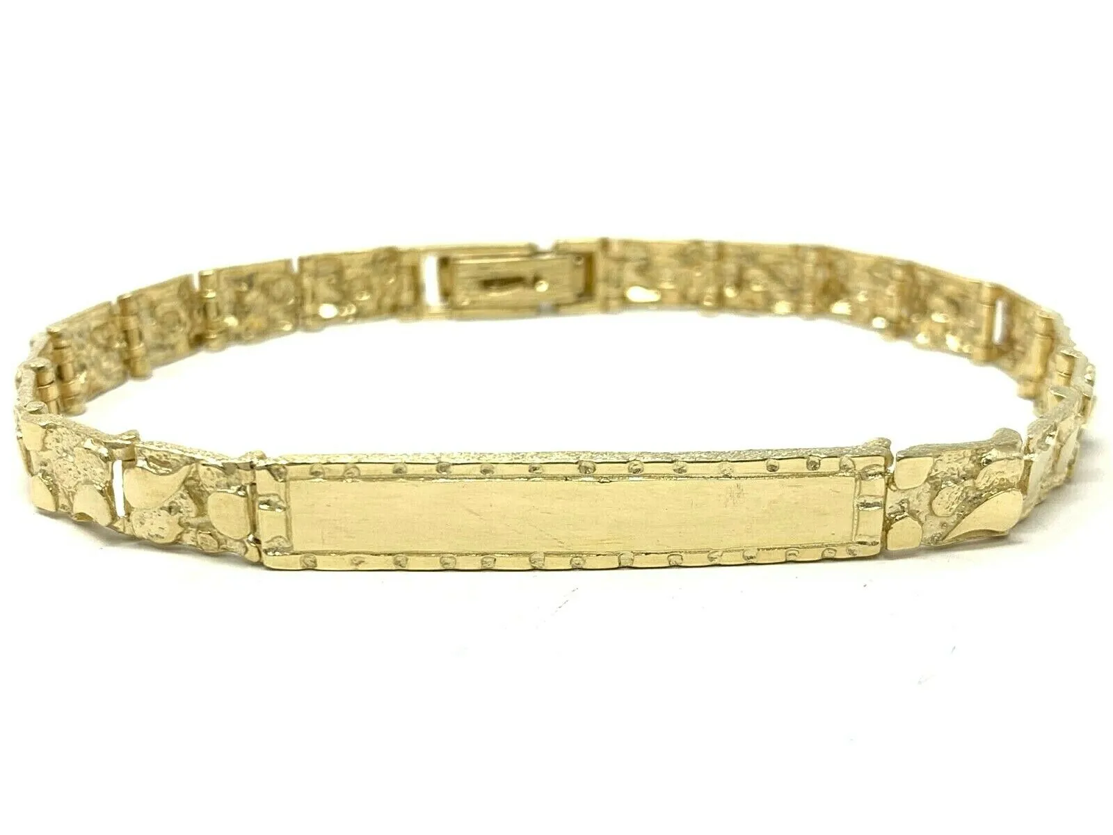 14k Yellow Gold Nugget ID Bracelet Adjustable 8"- 8.5" 7.4mm 17.3 grams