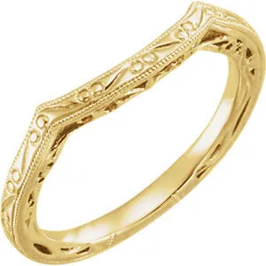 14K Yellow Vintage-Inspired Matching Band for 7 mm Round Ring
