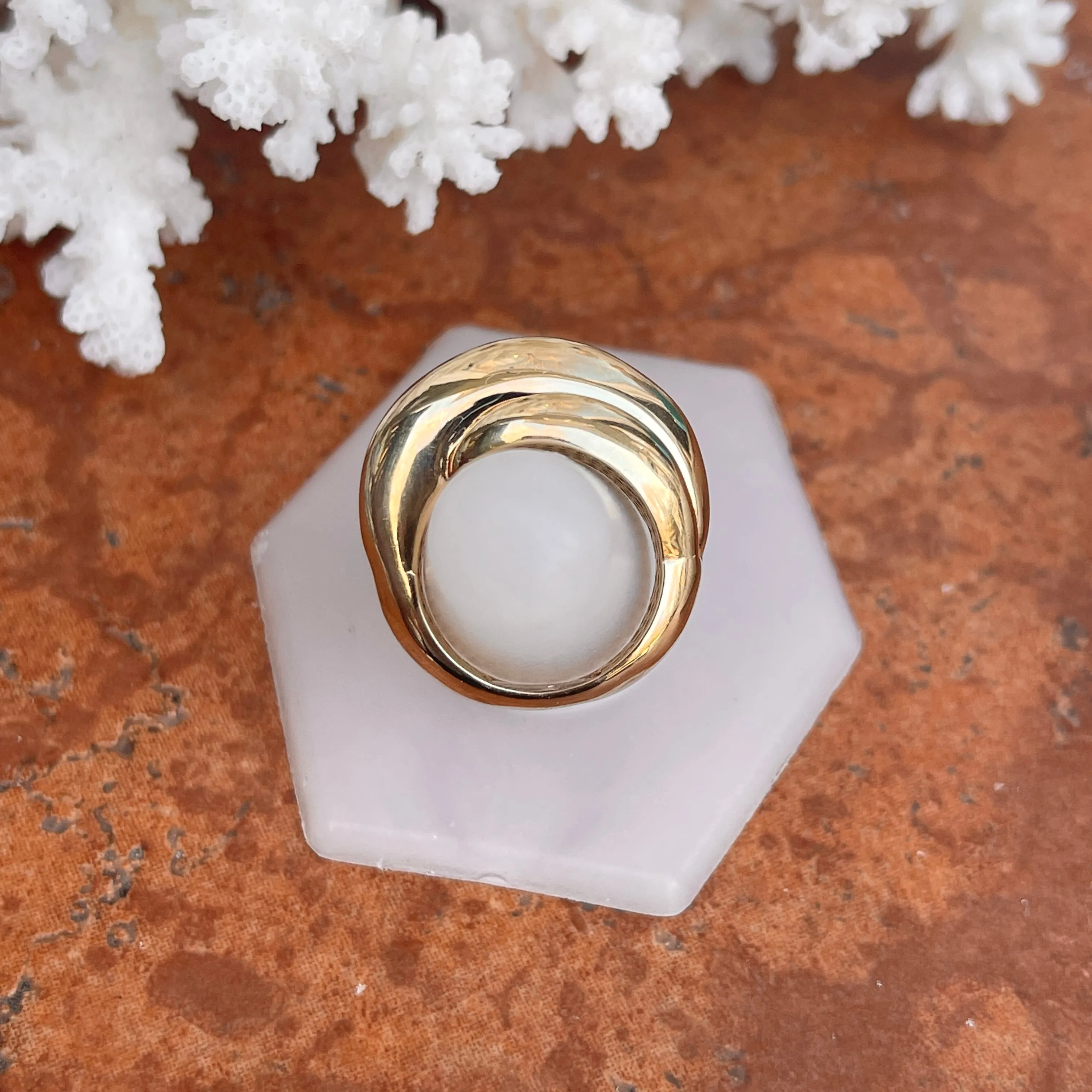 14KT Yellow Gold Polished Chunky Dome Cigar Band Ring