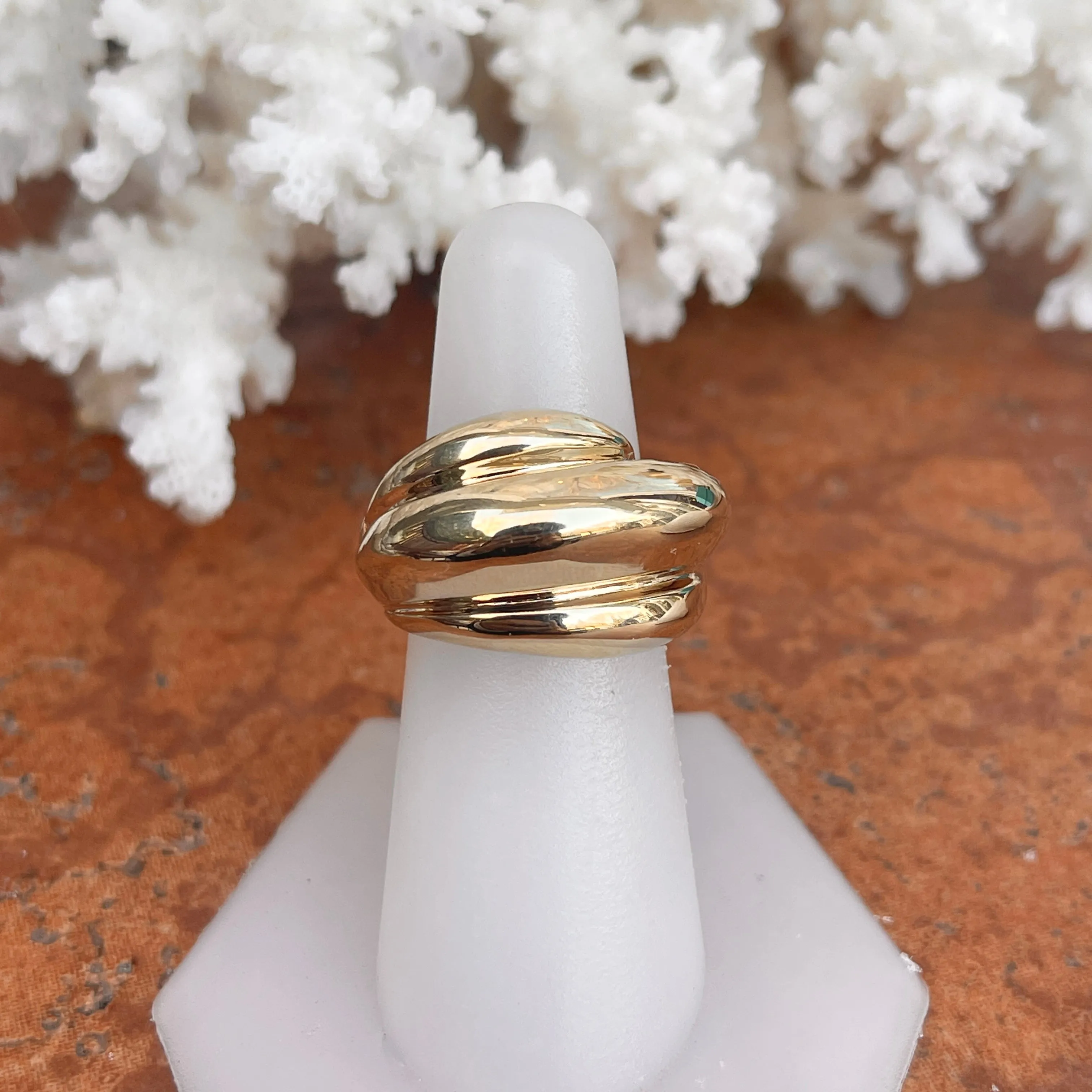 14KT Yellow Gold Polished Chunky Dome Cigar Band Ring