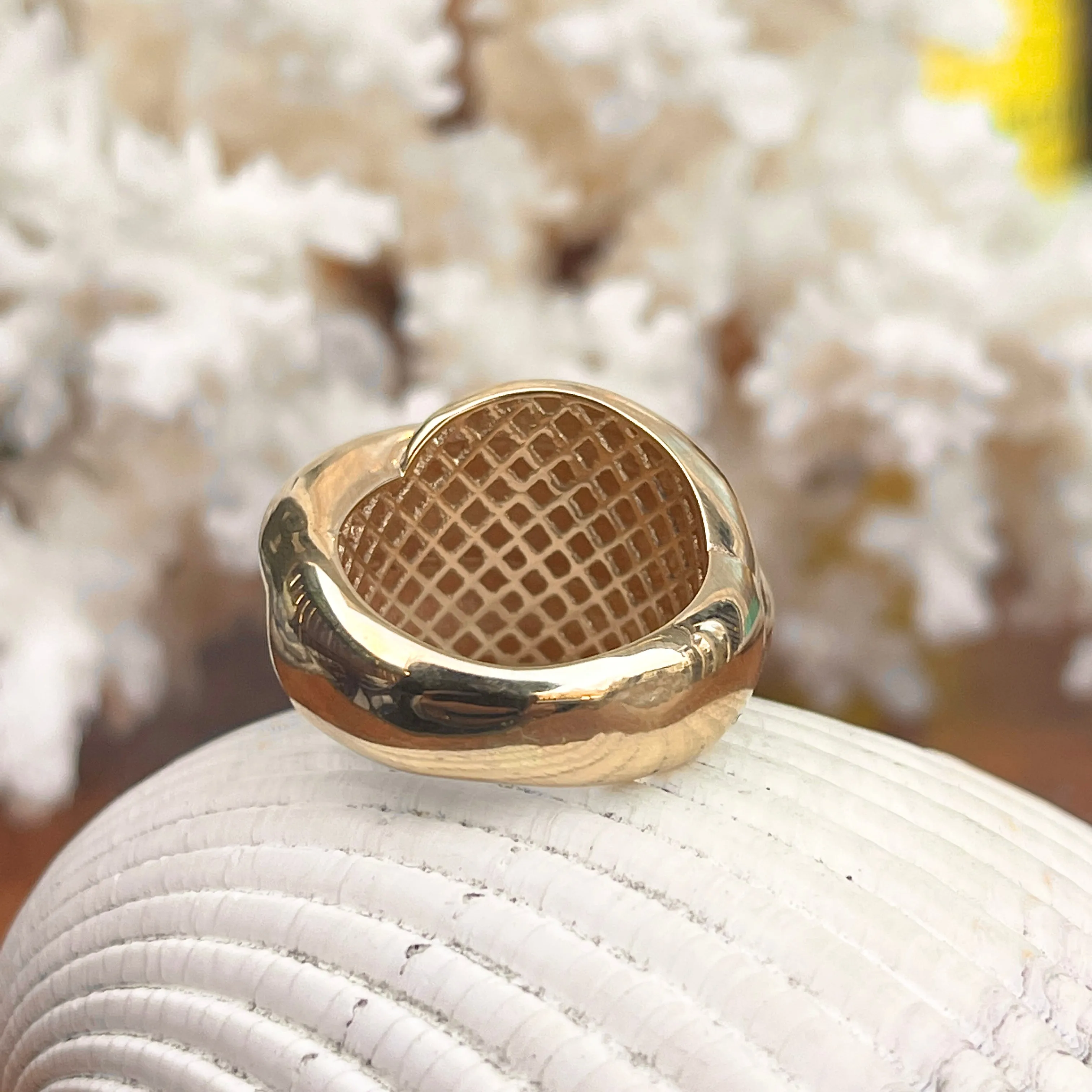 14KT Yellow Gold Polished Chunky Dome Cigar Band Ring