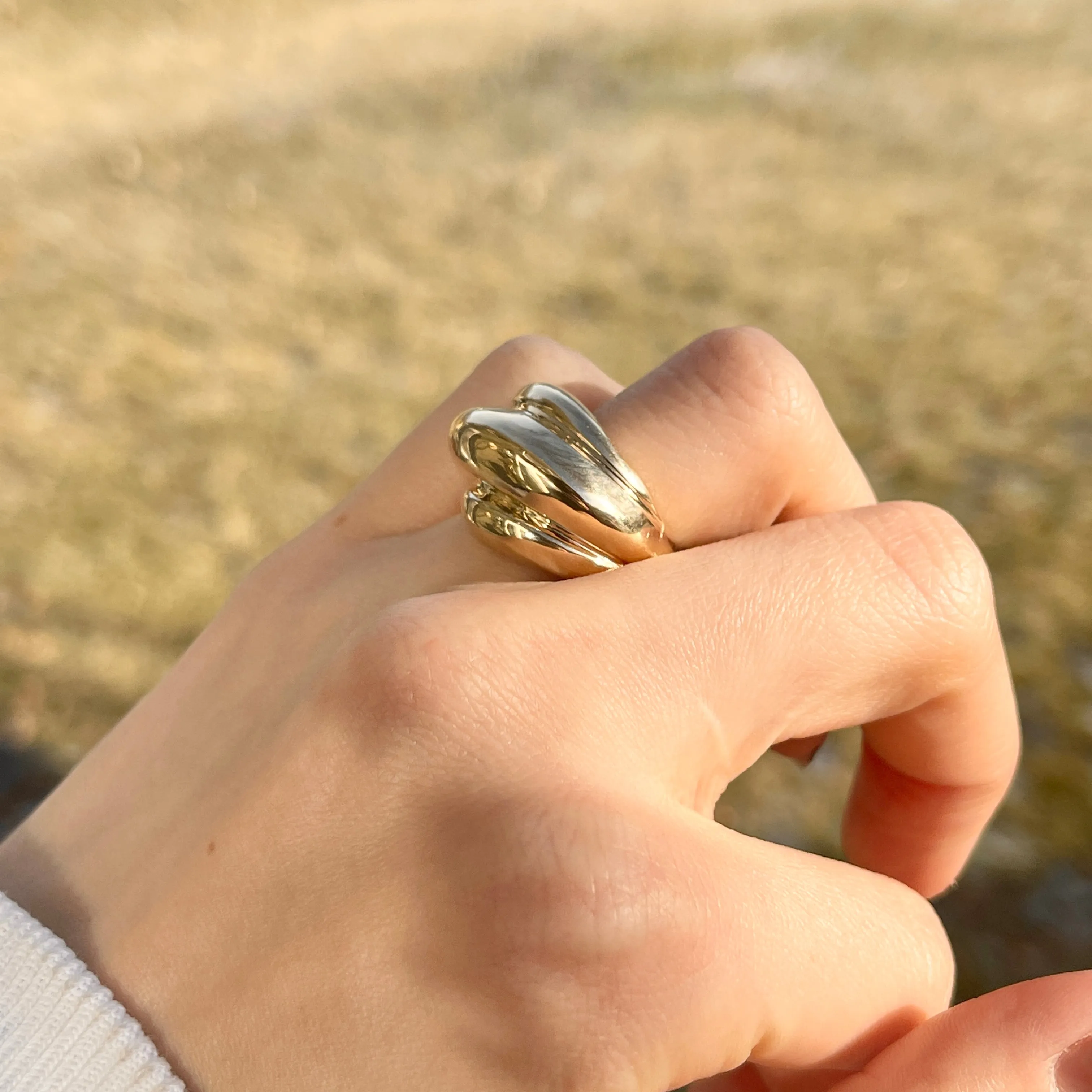 14KT Yellow Gold Polished Chunky Dome Cigar Band Ring