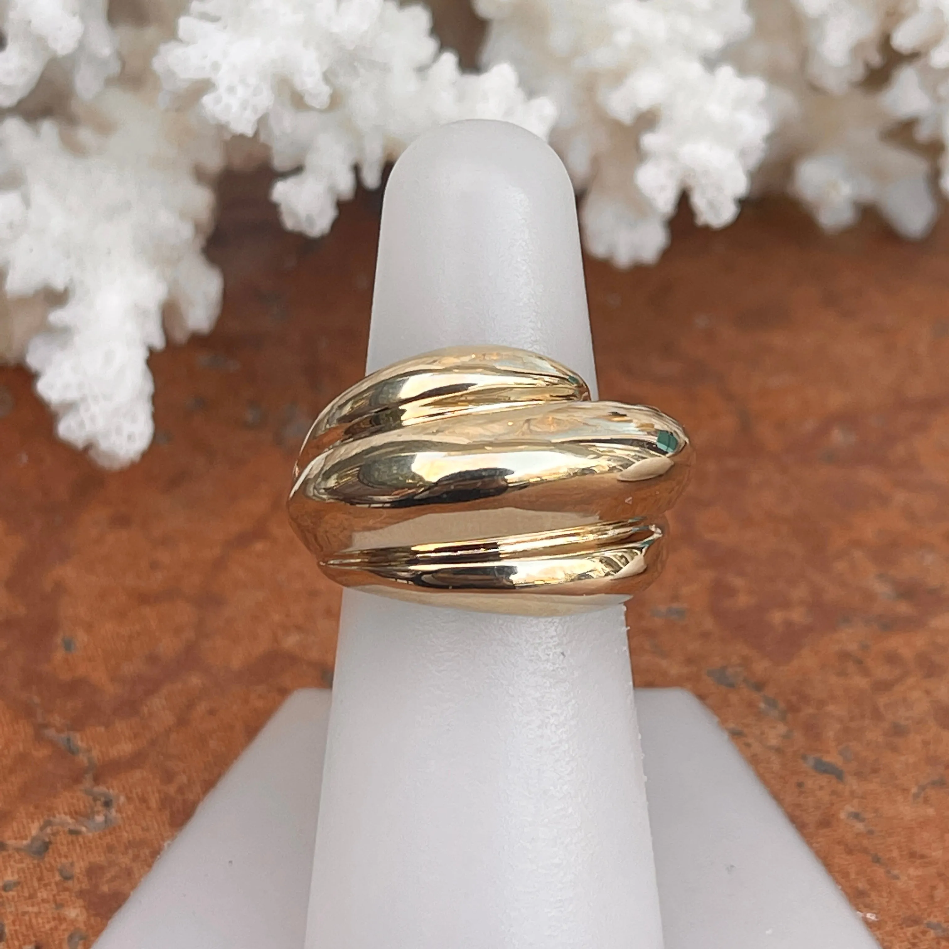 14KT Yellow Gold Polished Chunky Dome Cigar Band Ring