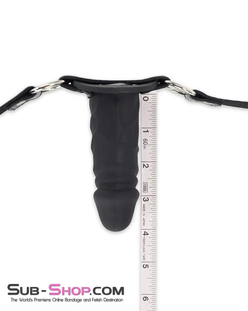 1521DL-4"      Black Silicone Penis Gag on O-Rings Straps, 4" Gag