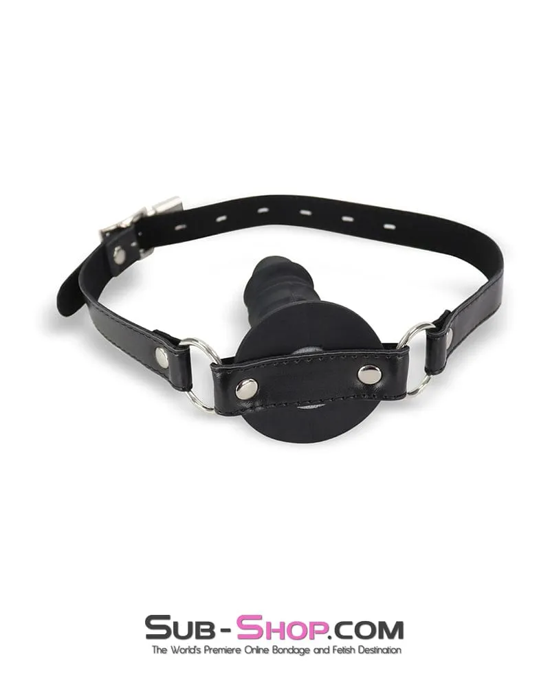 1521DL-4"      Black Silicone Penis Gag on O-Rings Straps, 4" Gag