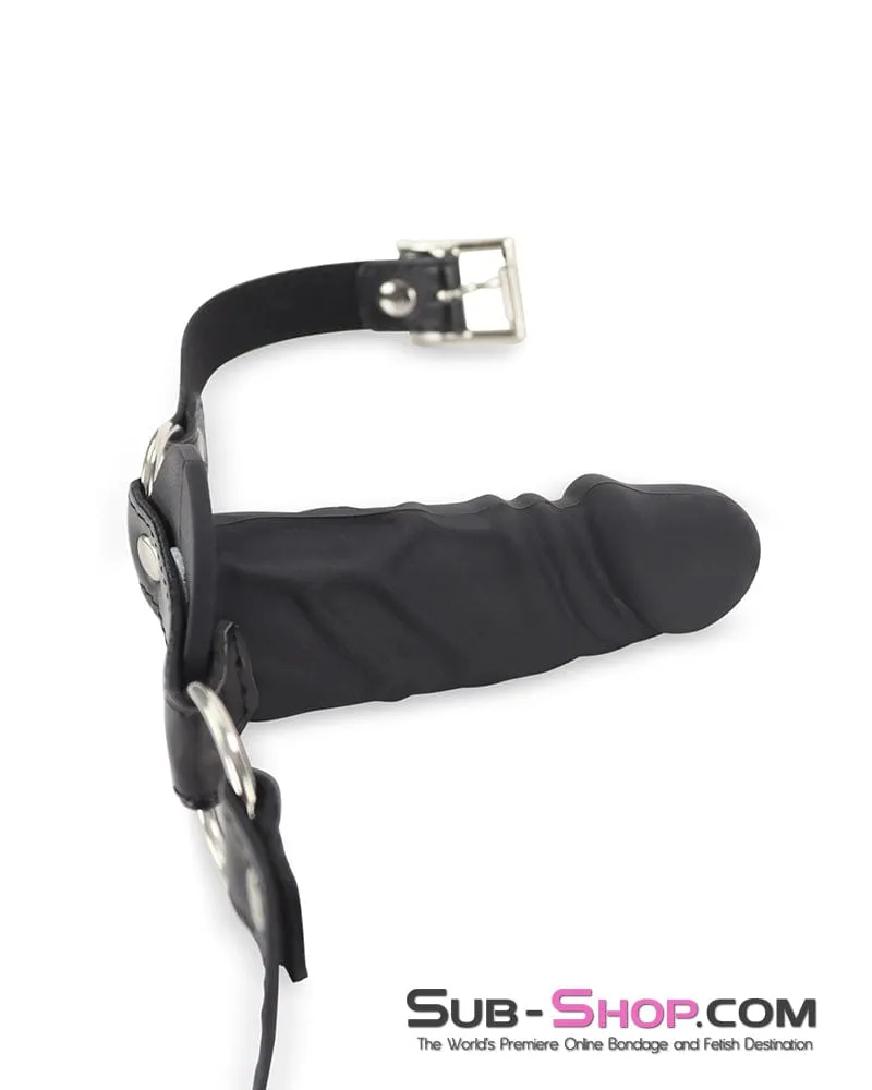 1521DL-4"      Black Silicone Penis Gag on O-Rings Straps, 4" Gag