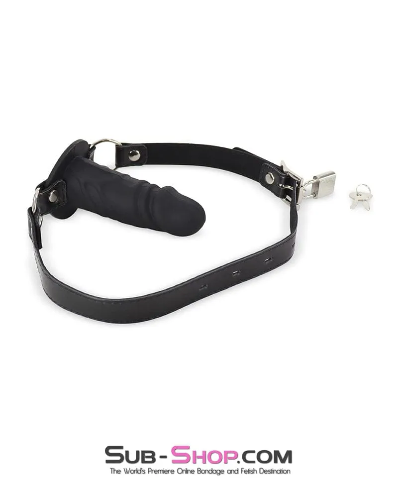 1521DL-4"      Black Silicone Penis Gag on O-Rings Straps, 4" Gag