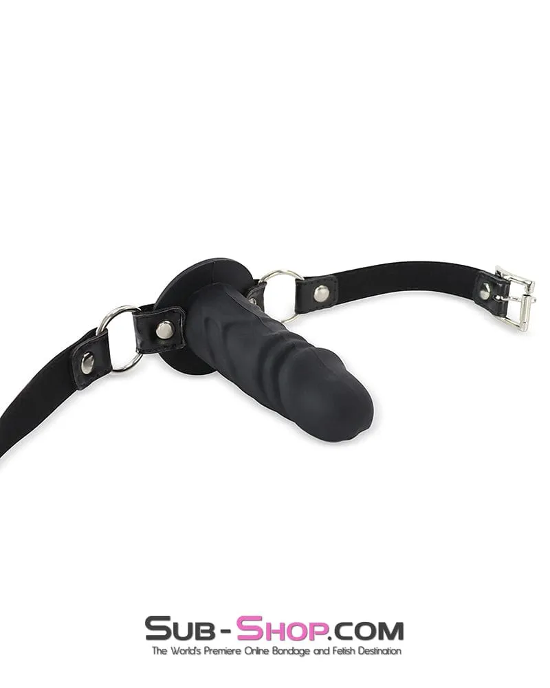 1521DL-4"      Black Silicone Penis Gag on O-Rings Straps, 4" Gag
