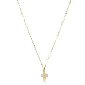 16" Signature Cross Gold Charm Necklace