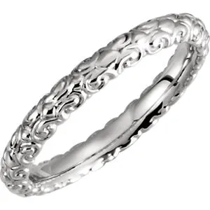 18K White 2.9 mm Sculptural-Inspired Band Size 7.5