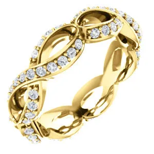 18K Yellow 1/2 CTW Diamond Sculptural-Inspired Eternity Band Size 5.5