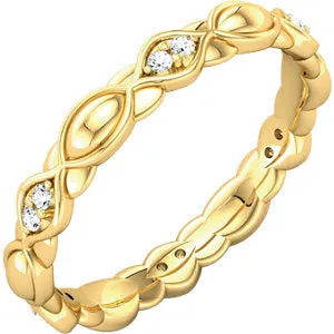 18K Yellow 1/8 CTW Diamond Sculptural-Inspired Eternity Band Size 6.5