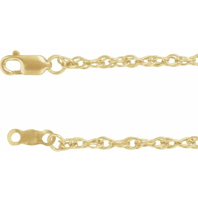 18K Yellow 2 mm Rope Chain