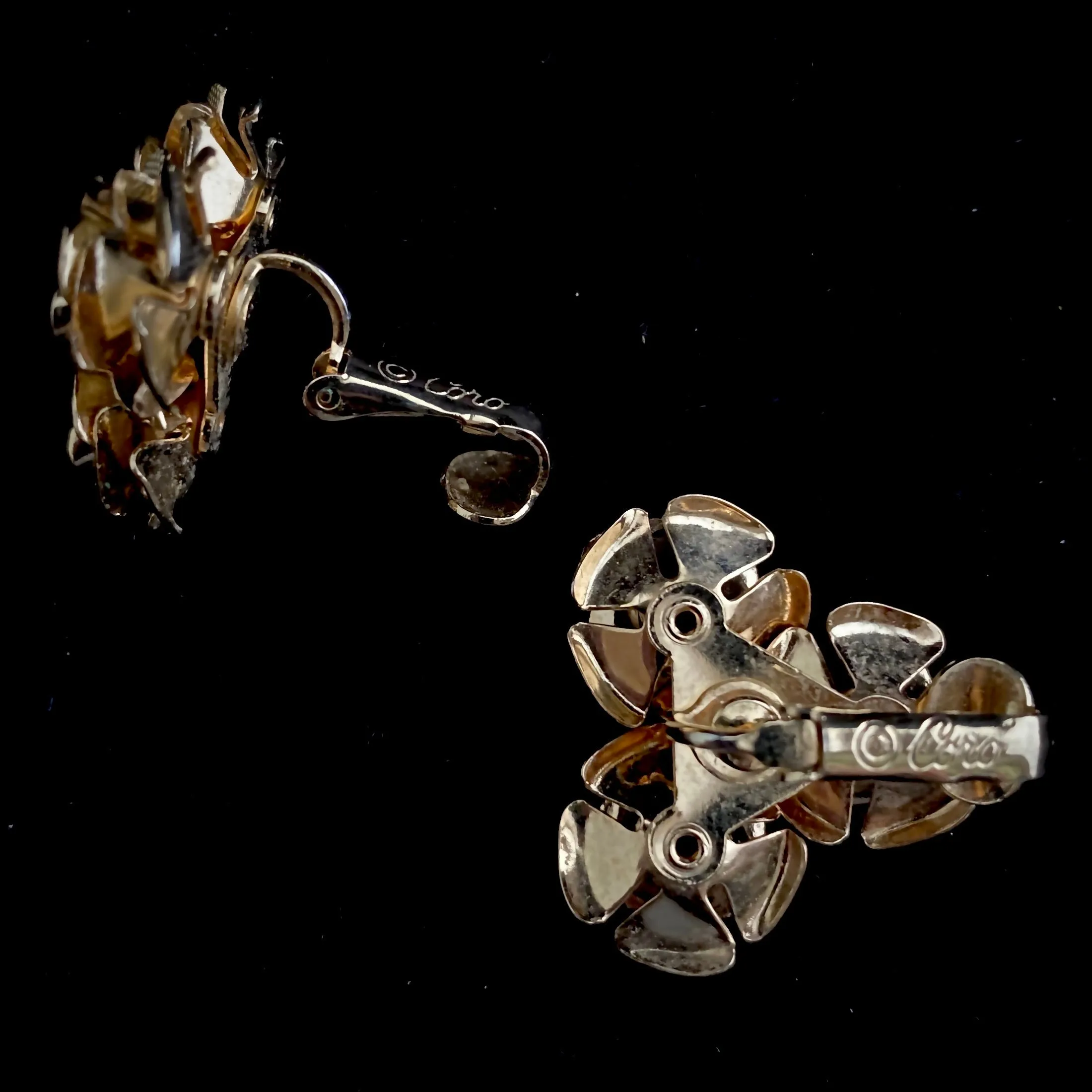 1960s Coro Gold Rose Earrings