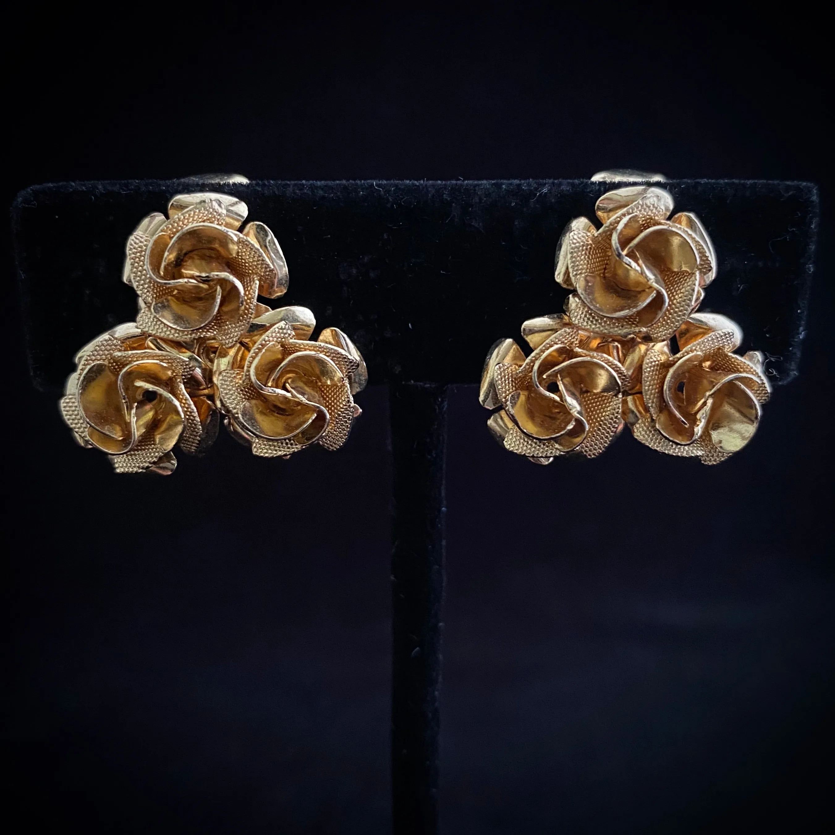 1960s Coro Gold Rose Earrings