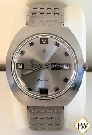 1970's Serviced Vintage Zodiac SST 36000 BPH Automatic Day Date Watch Hi-Beat