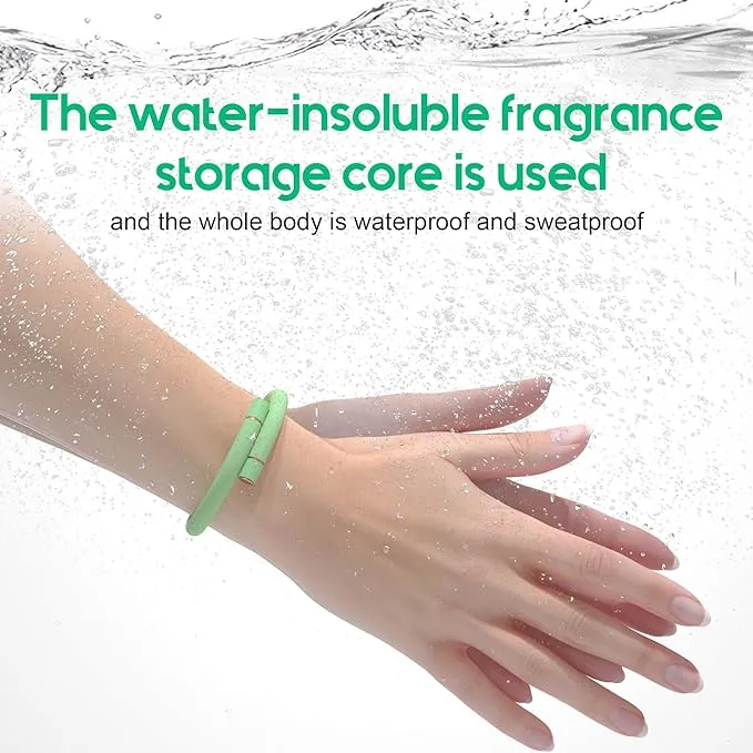 2 Pack Mosquito Repellent Bracelets, Insect & Pest Repellent Wristbands for Adults and Kids, DEET Free, Mosquito Repellent Bands Outdoor Patio (16 Replacement Cores - Green)